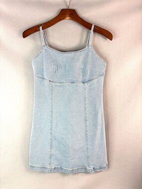 lone star denim dress LONE STAR Vintage Light Wash Denim Overall Mini Dress